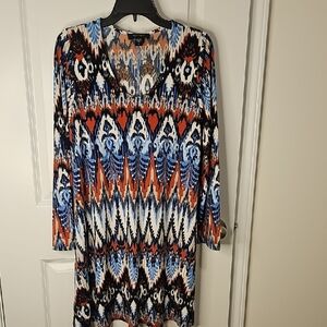 Karen Kane Blue and Orange Long Sleeve Dress